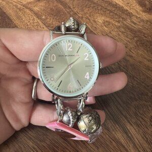 ISAA MIZRAHI LIVE! Pink & Silver Beaded Stretch Watch